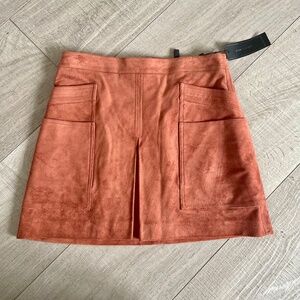 BCBGMaxAzria Corrine Faux Seude Mini Skirt Sz Small Color: Cognac